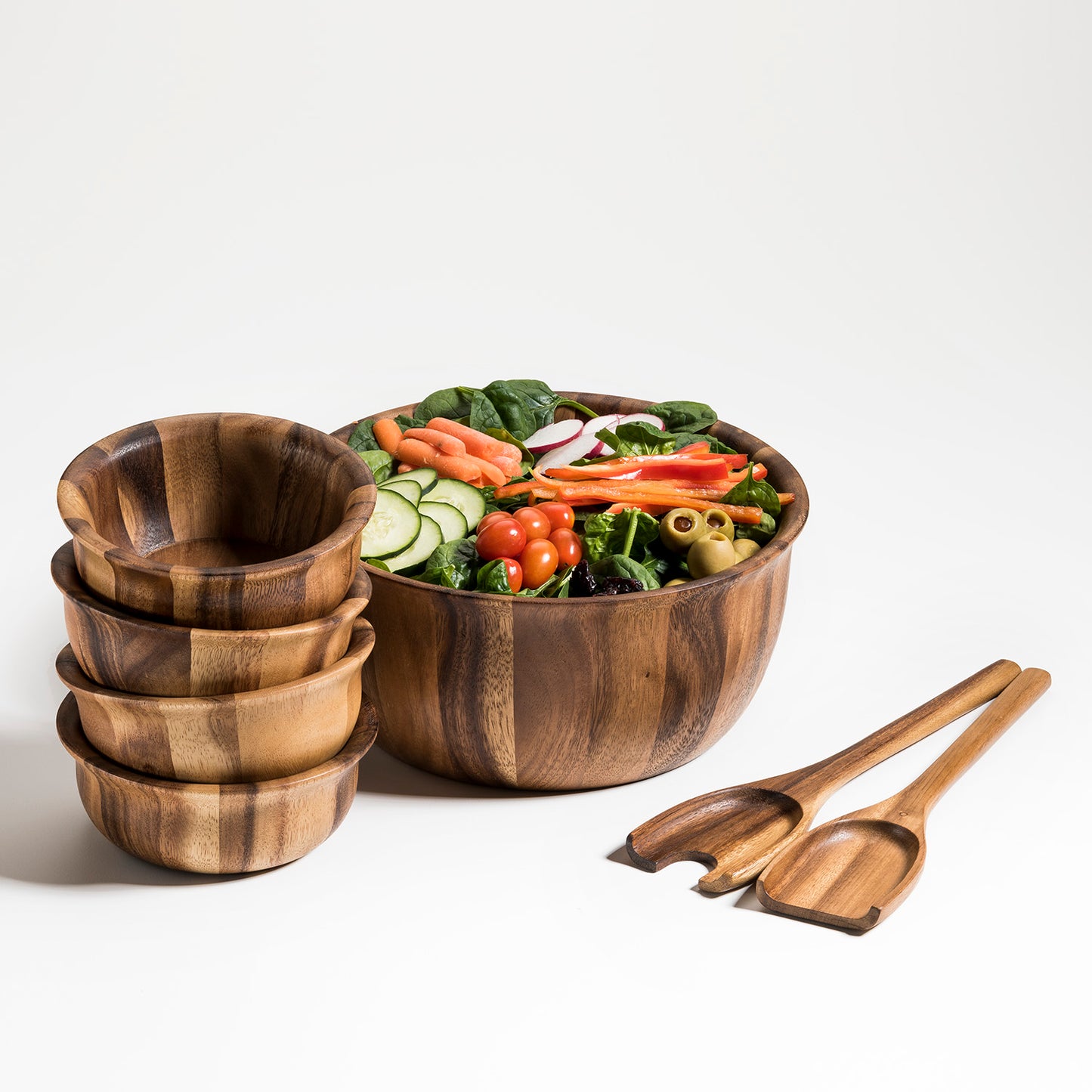 Exquisite Large Salad Bowl's with servers & 4 Individuals